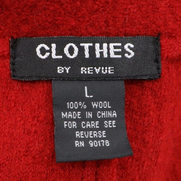 Clothes by Revue Red Wool Jacket Coat‎ Lightweight Size L Button Front Artisan - Picture 10 of 11